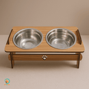 Comedouro Duplo Elevado com Tampas para Pets
