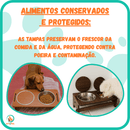 Comedouro Duplo Elevado com Tampas para Pets