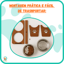 Comedouro Duplo Elevado com Tampas para Pets
