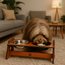 Comedouro Duplo Elevado com Tampas para Pets
